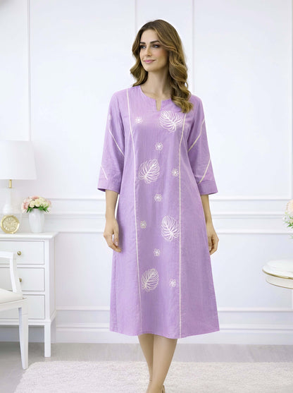PURPLE MACHINE EMBROIDED ALINE TUNIC
