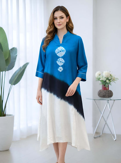 BLUE PLACEMENT DYE SHADED TUNIC
