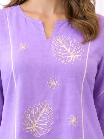 PURPLE MACHINE EMBROIDED ALINE TUNIC