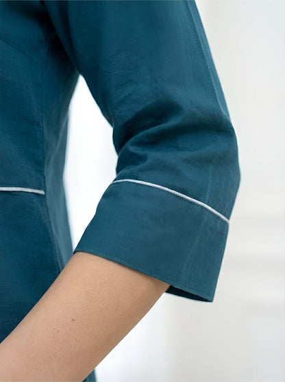 TEEL BLUE STYLISH POPLIN CORDSET