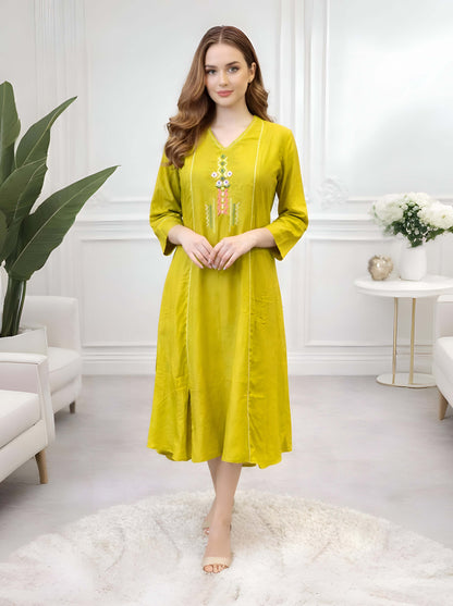 GREEN ALINE TUNIC WITH SIDE SLITS
