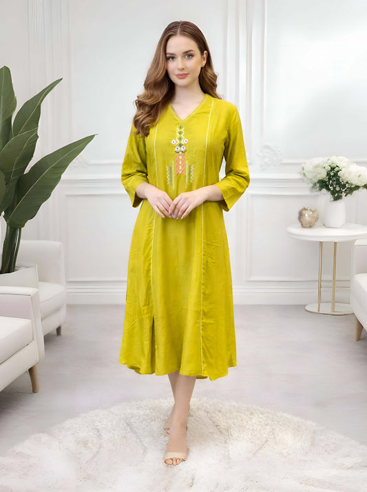 GREEN ALINE TUNIC WITH SIDE SLITS