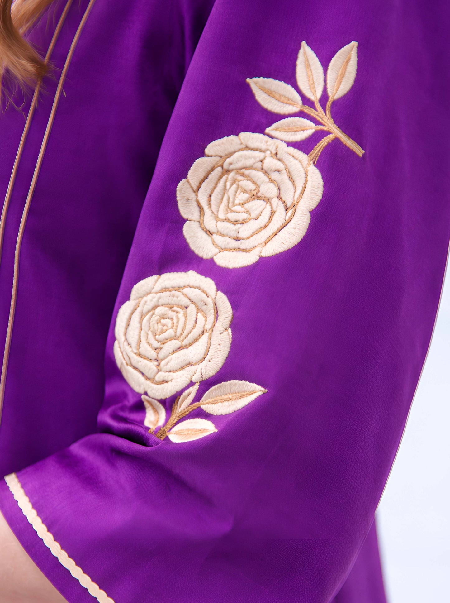 WINE FLORAL MACHINE EMBROIDED TUNIC WITH SIDE SLITS