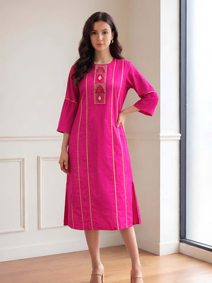 RANI MACHINE EMBROIDED STRAIGHT CUT TUNIC
