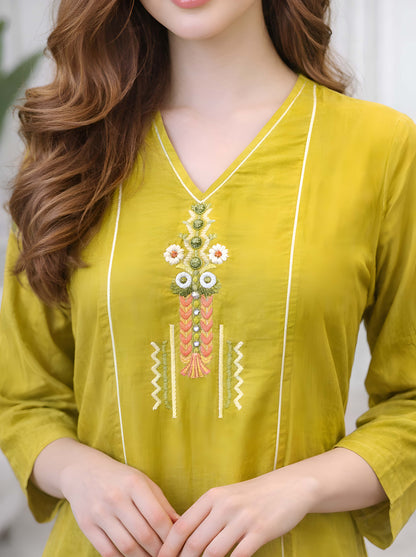 GREEN ALINE TUNIC WITH SIDE SLITS