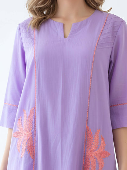 PURPLE MACHINE EMBROIDED A LINE TUNIC