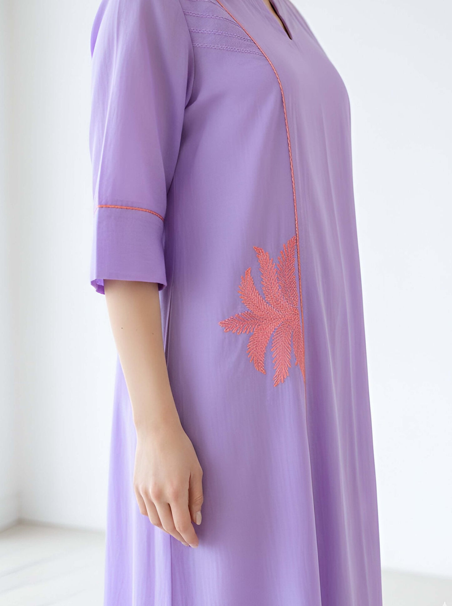 PURPLE MACHINE EMBROIDED A LINE TUNIC