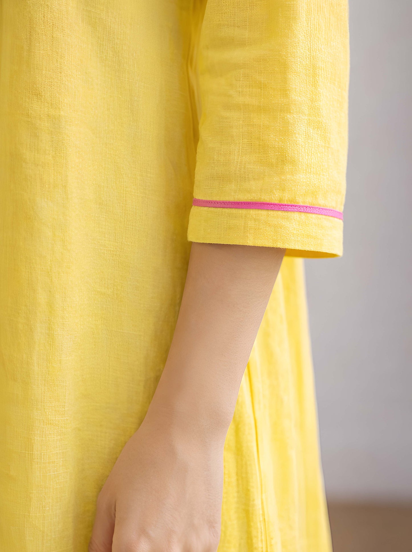 YELLOW EMBROIDED ALINE TUNIC