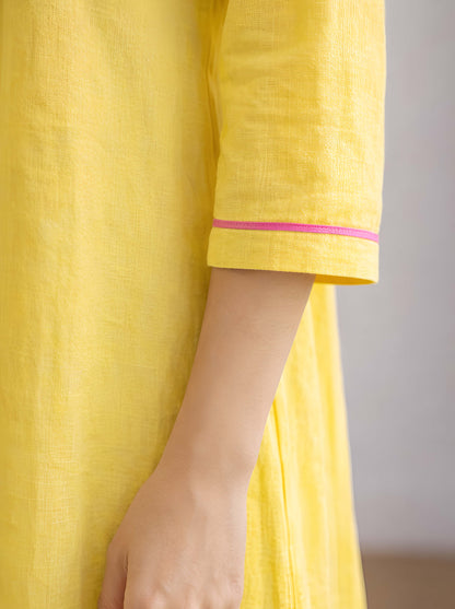 YELLOW EMBROIDED ALINE TUNIC