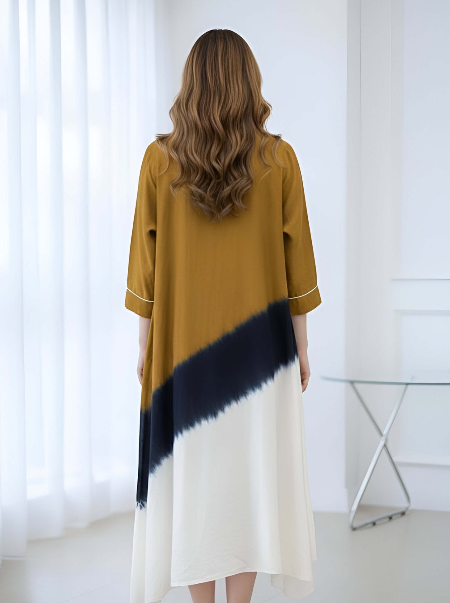 BROWN PLACEMENT DYE SHADED TUNIC