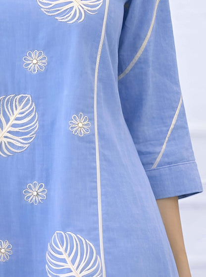 GREY MACHINE EMBROIDED ALINE TUNIC