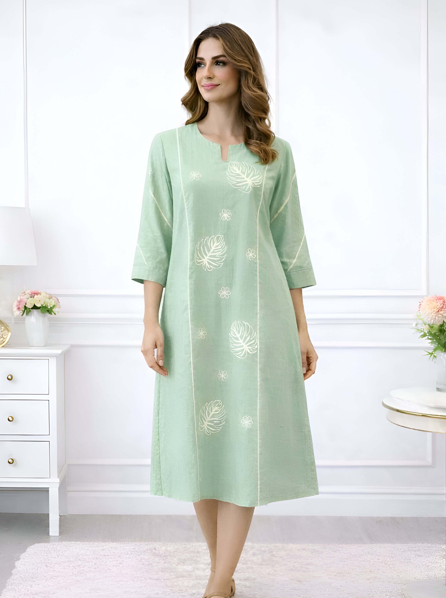 GREEN MACHINE EMBROIDED ALINE TUNIC