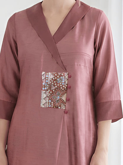 BROWN PATCH EMBROIDERY ALINE TUNIC