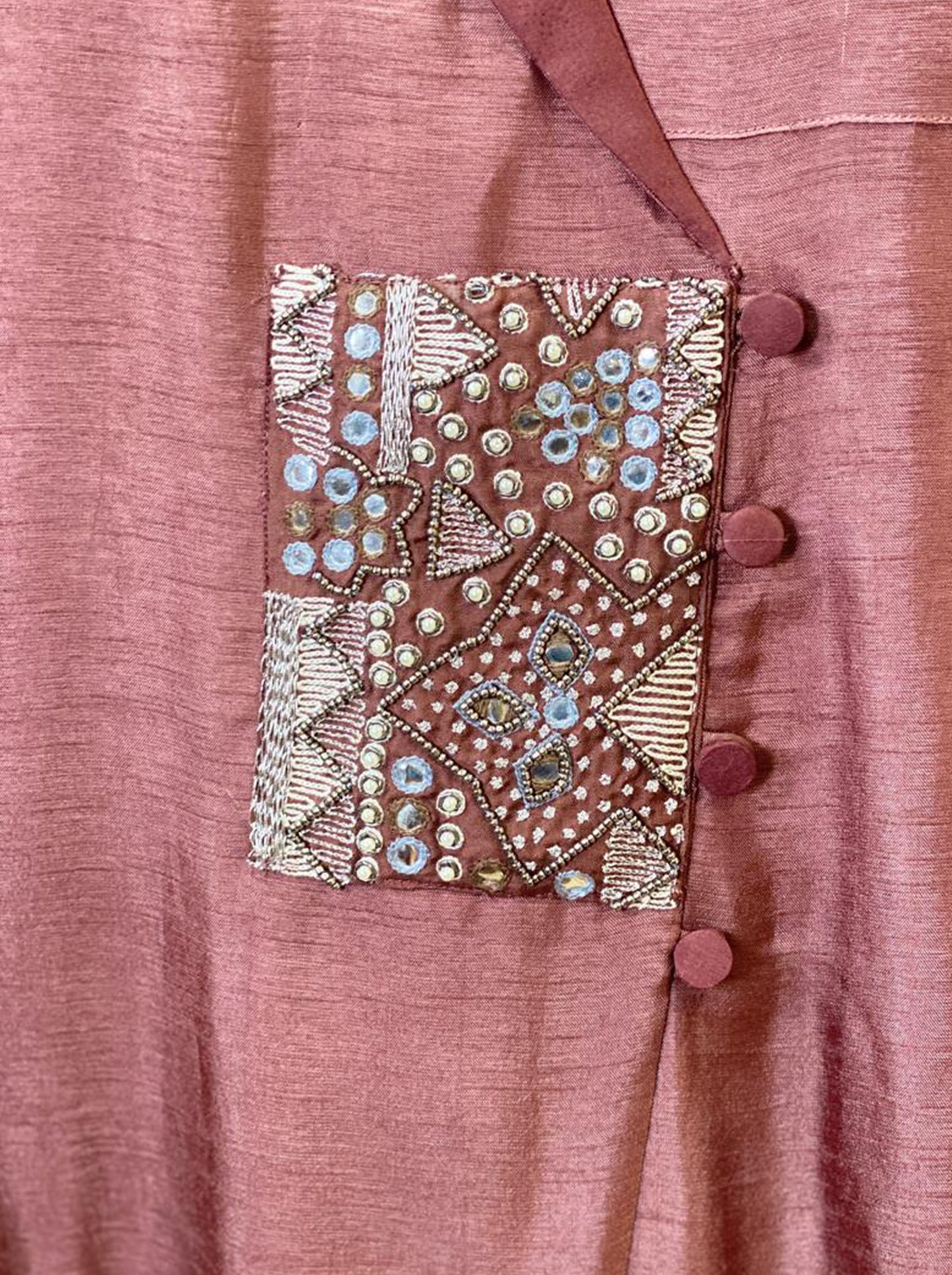 BROWN PATCH EMBROIDERY ALINE TUNIC