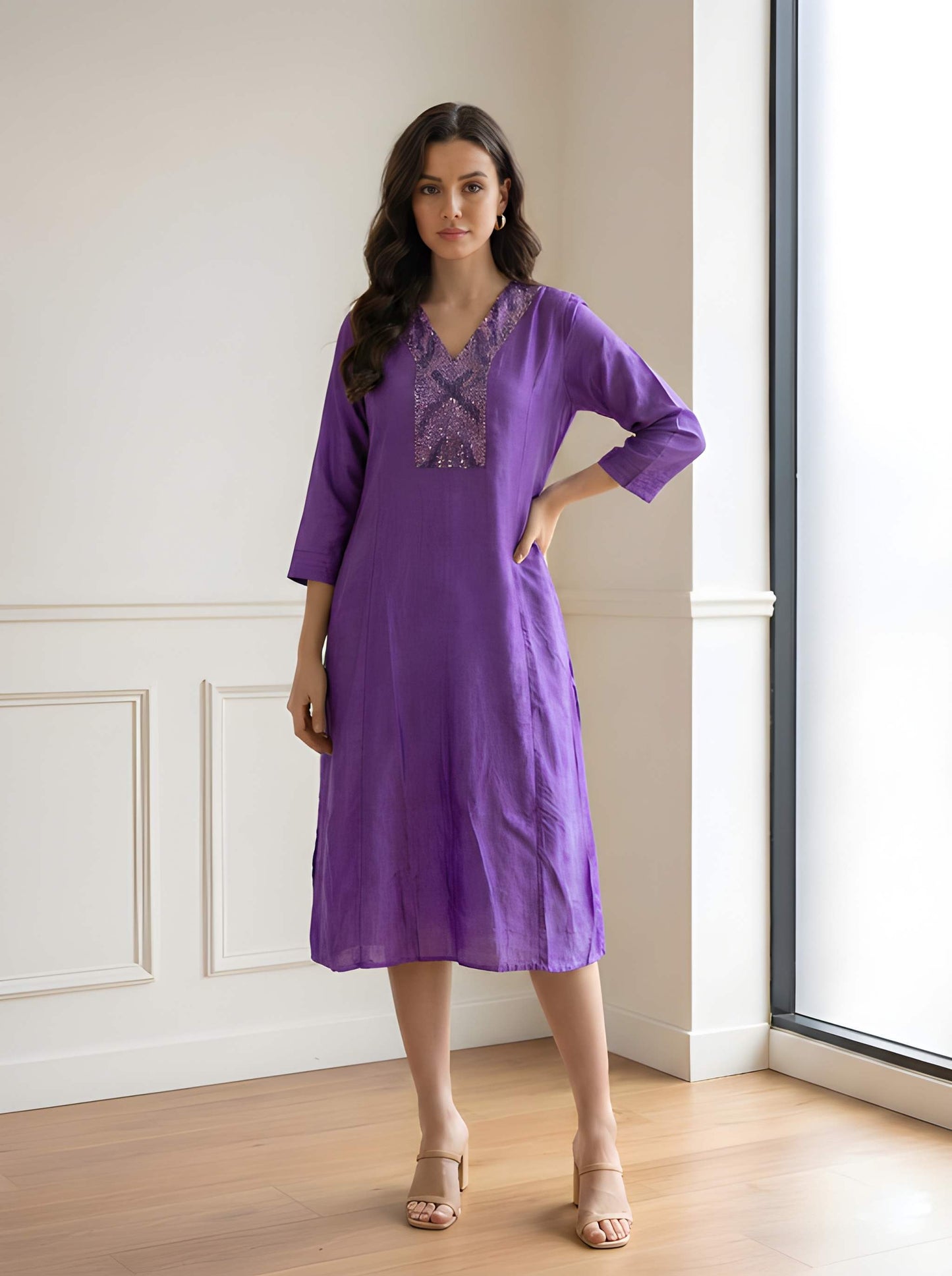 PURPLE ALINE WITH SIDE SLIT TUNIC