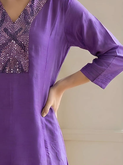 PURPLE ALINE WITH SIDE SLIT TUNIC