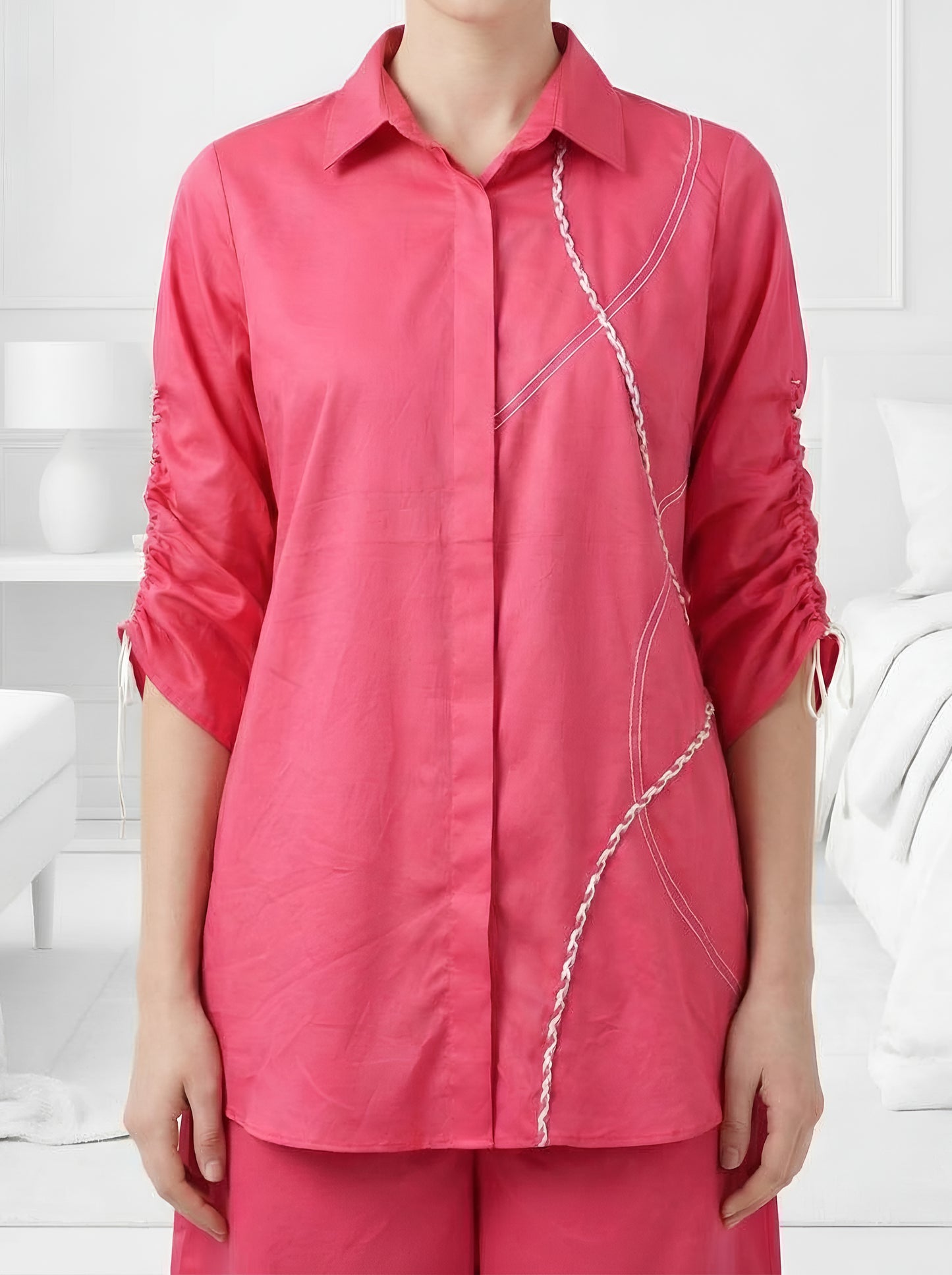 PINK BRAIDED POPLIN CORDSET