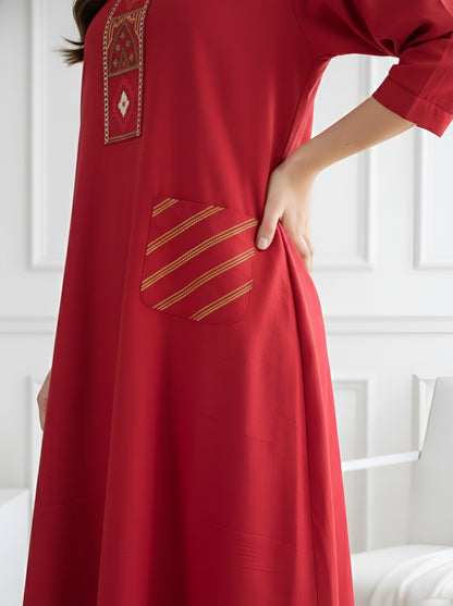 RED ALINE COWL TUNIC