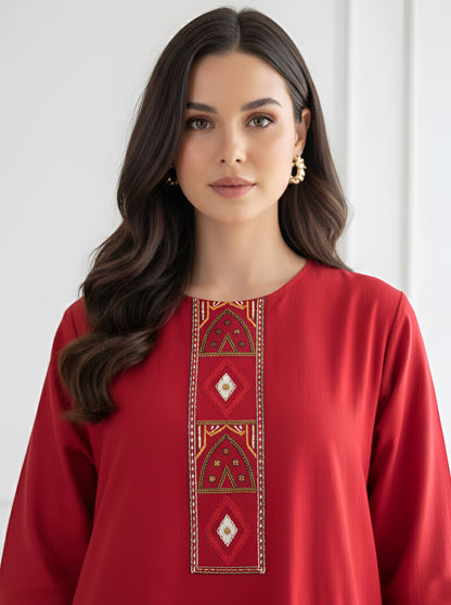 RED ALINE COWL TUNIC