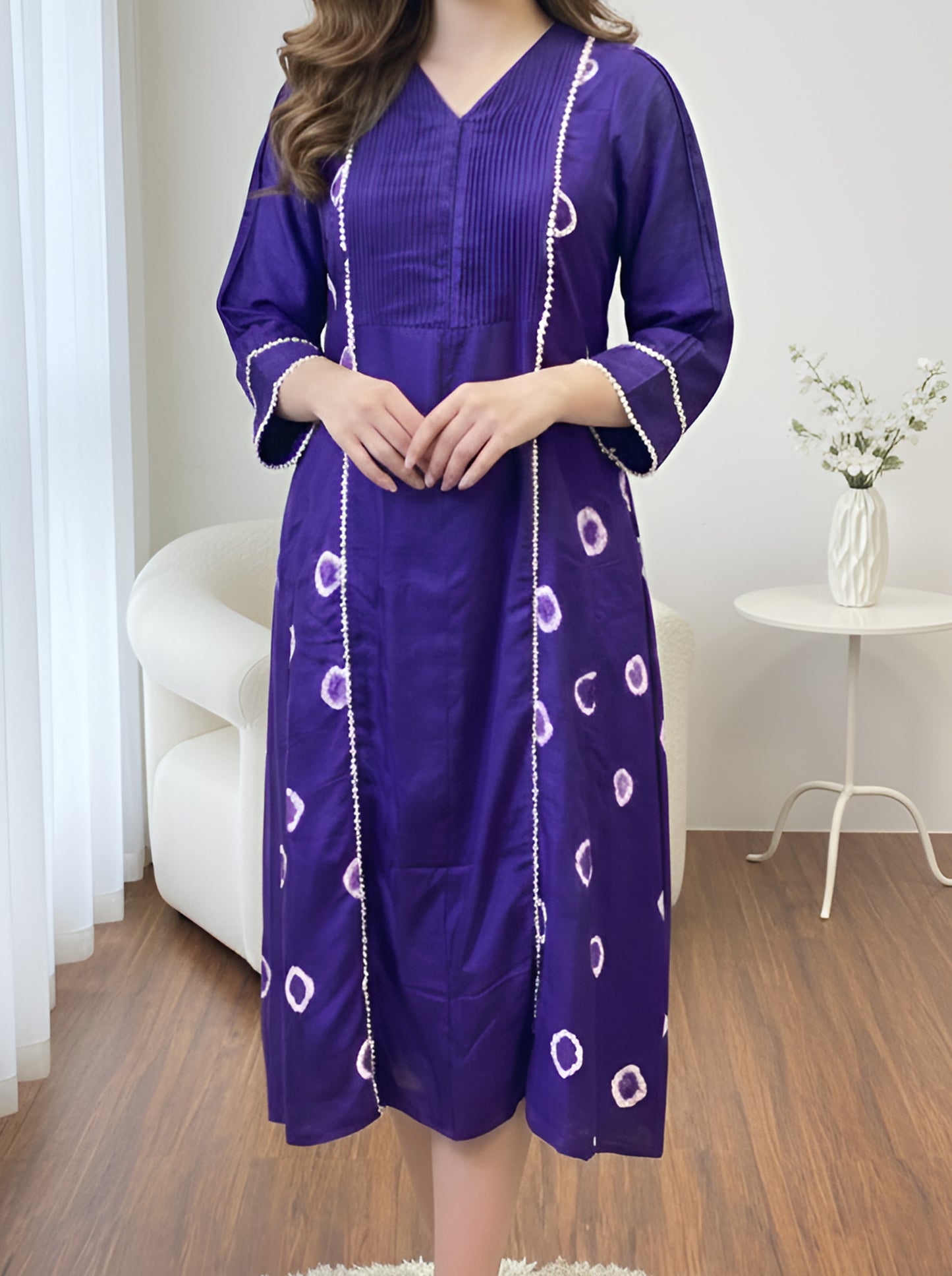 PURPLE BANDHEJ TUNIC