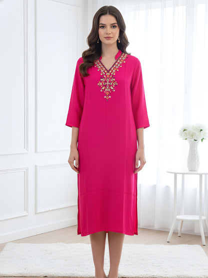 RANI MIRROE EMBROIDERY NECKLINE TUNIC