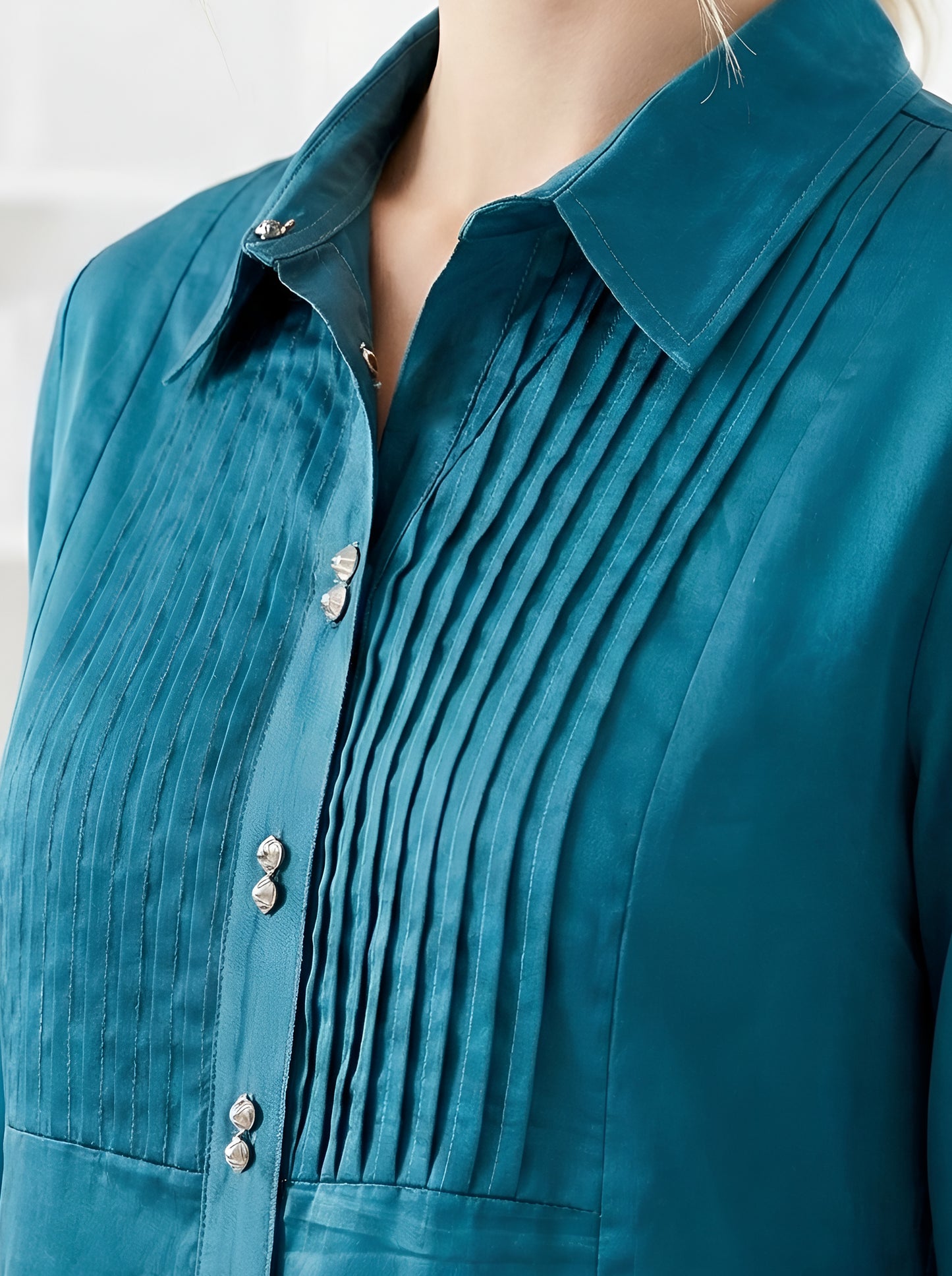 TEEL BLUE PLEATED POPLIN CORDSET