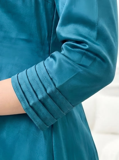 TEEL BLUE PLEATED POPLIN CORDSET