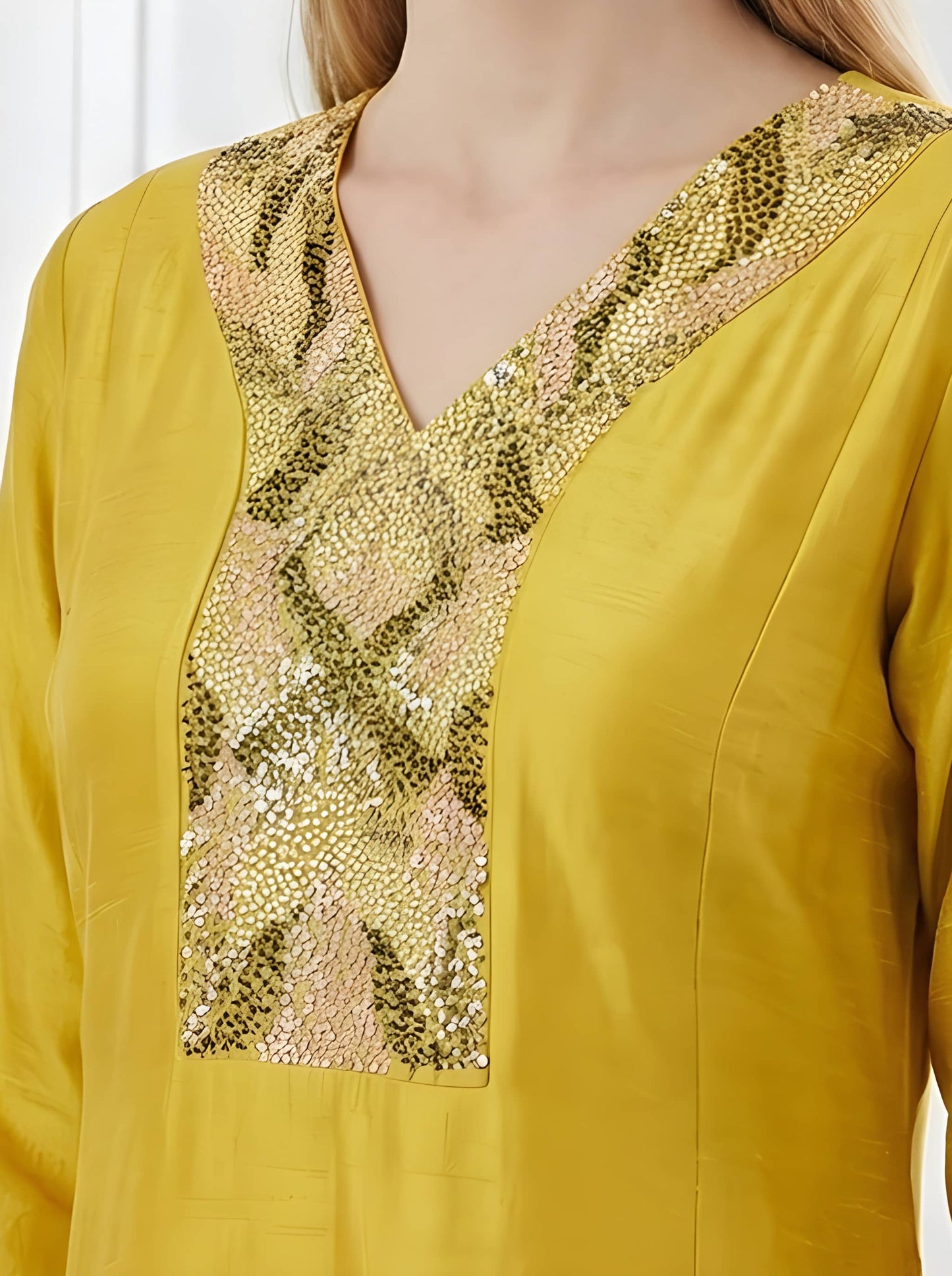 YELLOW ALINE WITH SIDE SLIT TUNIC